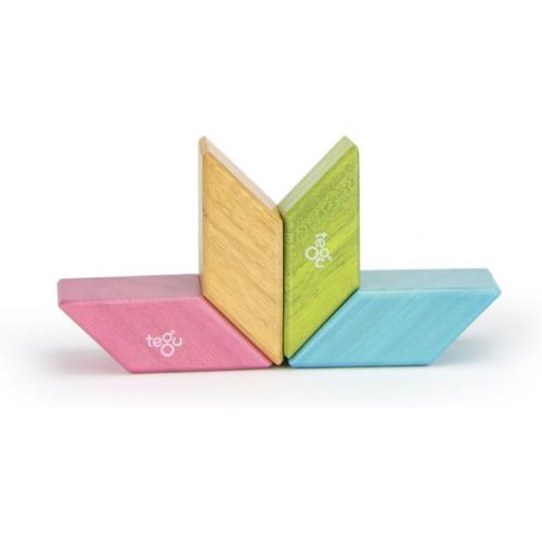  Visit the Tegu Store 4 piece Tegu Magnetic Wooden Block Parallelograms Set - Tints