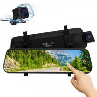 [아마존베스트]Tinfsmart Mirror Dash Cam Dual Dash Cam 10 Full HD Touch Screen Backup Camera for Car Stream Media Dual Len 170°1080P Front+150°1296P Rear View Dashcam WDR Night Version Loop Recording G-Sen