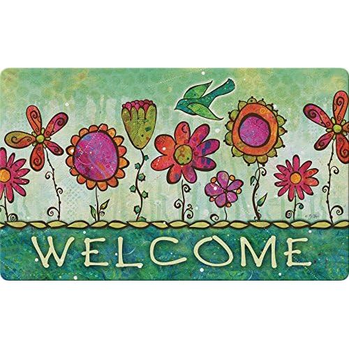  Visit the Toland Home Garden Store Toland Home Garden Groovy Blooms 18 x 30 Inch Decorative Flower Floor Mat Floral Welcome Doormat