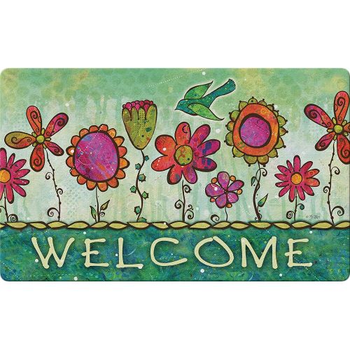  Visit the Toland Home Garden Store Toland Home Garden Groovy Blooms 18 x 30 Inch Decorative Flower Floor Mat Floral Welcome Doormat