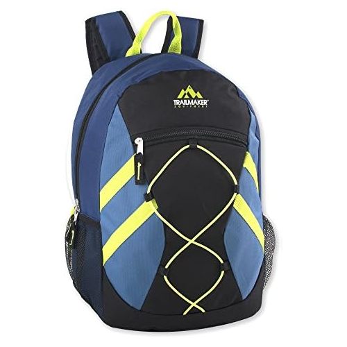  Visit the Trailmaker Store Trailmaker Full Size 17 Inch Bungee Backpack With Mesh Side Pockets (Blue)