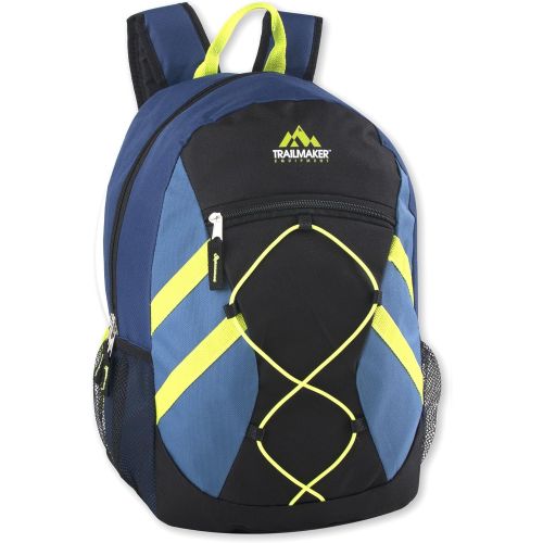  Visit the Trailmaker Store Trailmaker Full Size 17 Inch Bungee Backpack With Mesh Side Pockets (Blue)