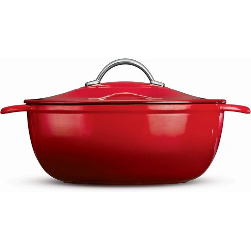  Tramontina 80131029DS Enameled Cast Iron, Gradated Red 6.5-Quart Covered Oval Dutch Oven