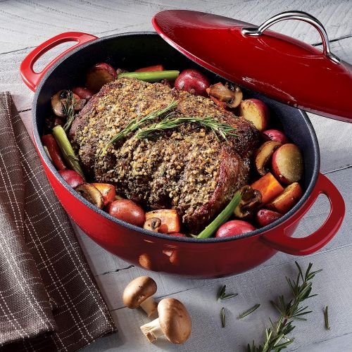  Tramontina 80131029DS Enameled Cast Iron, Gradated Red 6.5-Quart Covered Oval Dutch Oven