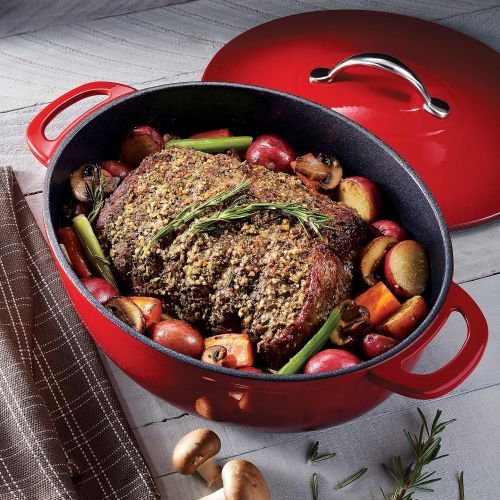  Tramontina 80131029DS Enameled Cast Iron, Gradated Red 6.5-Quart Covered Oval Dutch Oven