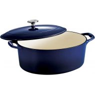 Tramontina 80131078DS Enameled Cast Iron Covered Oval Dutch Oven, 7-Quart, Gradated Cobalt