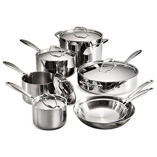  Tramontina 80116249DS Gourmet Stainless Steel Induction-Ready Tri-Ply Clad 12-Piece Cookware Set, NSF-Certified, Made in Brazil