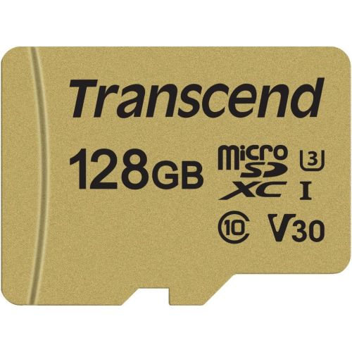  Transcend TS128GUSD500S 128GB UHS-I U3 MicroSD Memory Card with Adapter