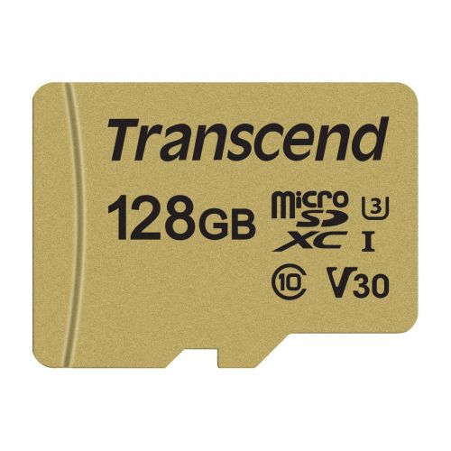  Transcend TS128GUSD500S 128GB UHS-I U3 MicroSD Memory Card with Adapter