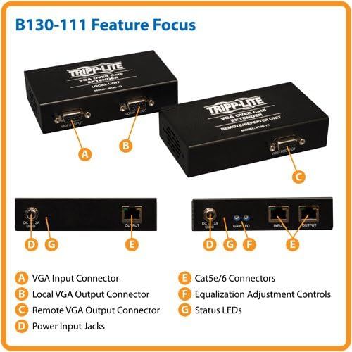  Tripp Lite VGA over Cat5  Cat6 Extender, Transmitter and Repeater 1920x1440 at 60Hz(B130-111)