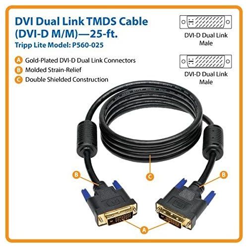  Tripp Lite DVI Dual Link Cable, Digital TMDS Monitor Cable (DVI-D MM) 100-ft.(P560-100)