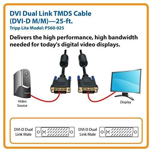  Tripp Lite DVI Dual Link Cable, Digital TMDS Monitor Cable (DVI-D MM) 100-ft.(P560-100)