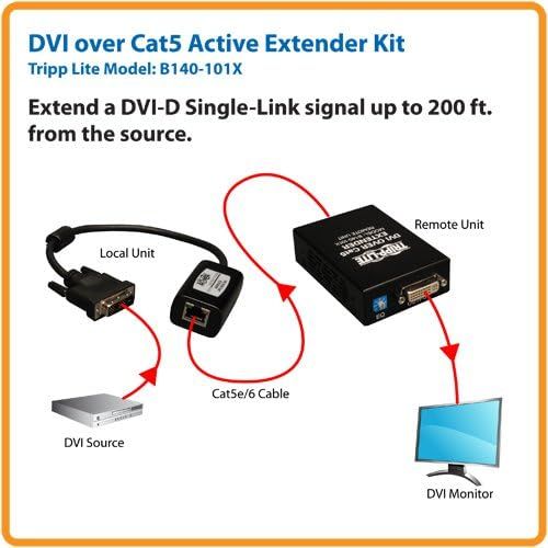  Tripp Lite DVI over Cat5  Cat6 Extender, Extended Range Video Transmitter and Receiver 1920x1080 at 60Hz(B140-101X)