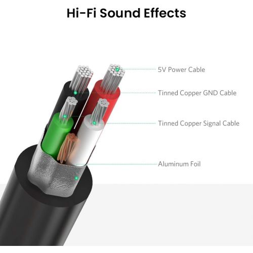  [아마존베스트]UGREEN USB Audio Adapter External Stereo Sound Card with 3.5mm Headphone and Microphone Jack for Windows, Mac, Linux, PC, Laptops, Desktops, PS4 (Black)