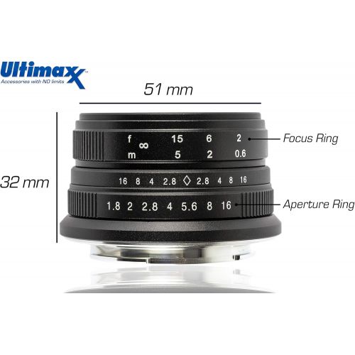  Ultimaxx 25MM f1.8 Manual Lens for Sony e Mount (NEX)