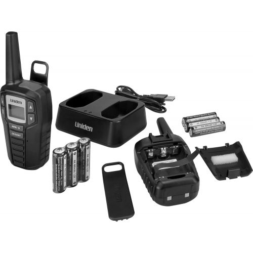  Uniden SX237-2CK, 23-Mile MicroUSB FRSGMRS Two-Way Radios with Dual Charging Kit, 22 Channels with 121 Privacy Codes, NOAA Weather Channels with Alert, 2-Pack, Black Color