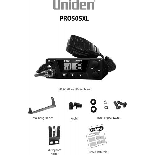  Uniden PRO505XL 40-Channel CB Radio. Pro-Series, Compact Design. Public Address (PA) Function. Instant Emergency Channel 9, External Speaker Jack, Large Easy to Read Display.