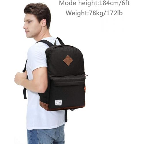  [아마존베스트]VASCHY School Backpack,Vaschy Unisex Classic Lightweight Water-resistant Backpack for Men Women College Schoolbag Travel Bookbag Black