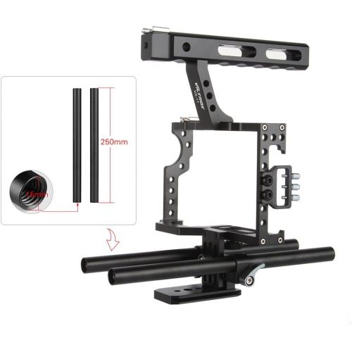  VILTROX Viltrox Video Cage Kit Stabilizer VX-11 Aluminum Alloy Film Movie Making System w 15mm Rail Rod + Top Handle for Panasonic GH5GH4 for Sony A7SA7A7RA7RIIA7SII ILDC Mirrorless