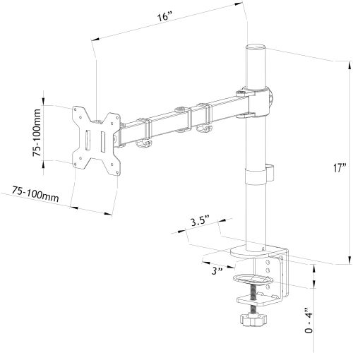 비보 [아마존베스트]VIVO Single LCD Monitor Desk Mount Stand Fully Adjustable/Tilt/Articulating for 1 Screen 13 to 27 (STAND-V001)