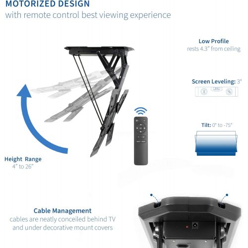 비보 VIVO Electric Motorized Flip Down Pitched Roof Ceiling TV Mount for 23 to 55 Screen (MOUNT-E-FD55)