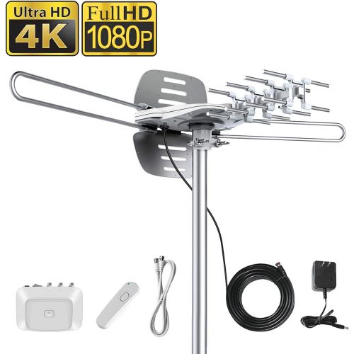  Vansky Outdoor Amplified TV Antenna 150 Mile 360 Rotate Support 2TVs HD UHFVHF Channel