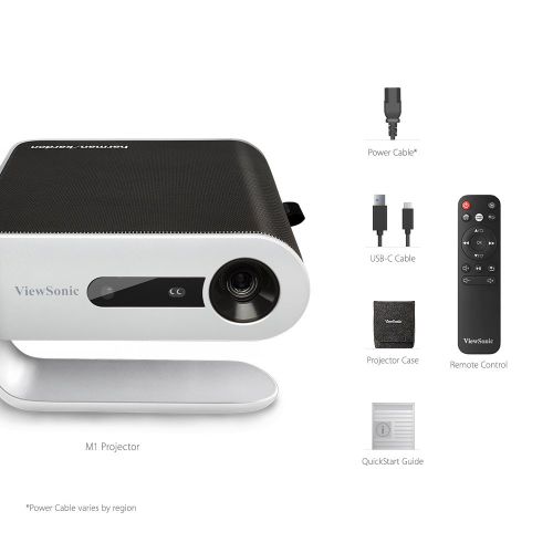  ViewSonic M1 Portable Projector with Dual Harman Kardon Speakers, HDMI, USB C and Built-in Battery