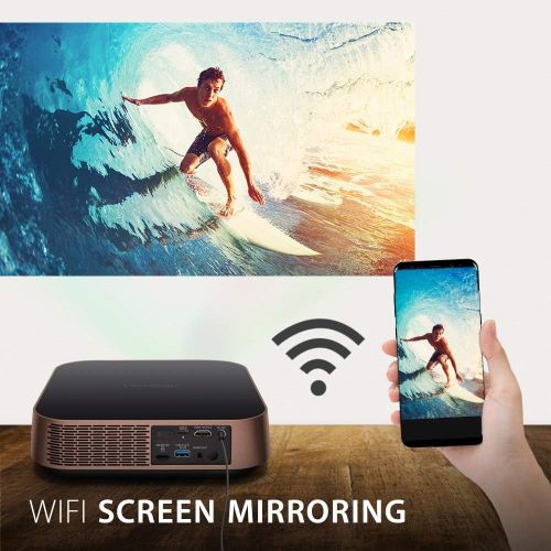  ViewSonic M1 Portable Projector with Dual Harman Kardon Speakers, HDMI, USB C and Built-in Battery