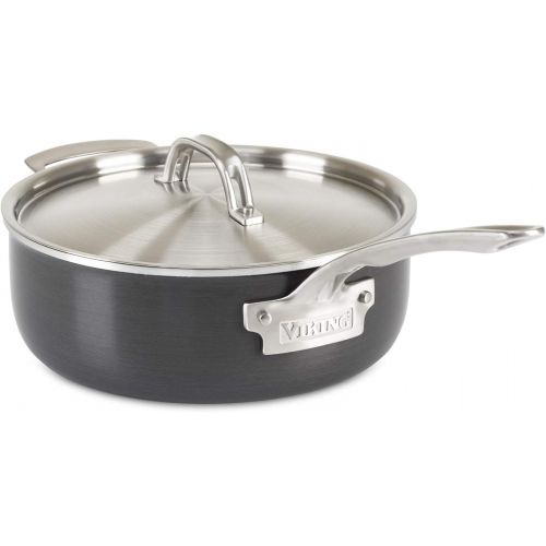  Viking Culinary Viking 5-Ply Hard Stainless Saute Pan with Hard Anodized Exterior, 4 Quart