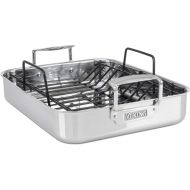 Viking Culinary 4013-5016 3-Ply Stainless Steel Roasting Pan with Nonstick Rack, 16 Inch x 13 Inch, Silver