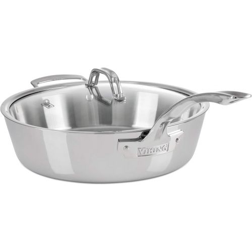  Viking Culinary Viking Contemporary 3-Ply Stainless Steel Saute Pan with Lid, 4.8 Quart