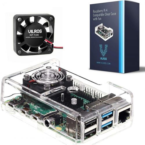  [아마존베스트]Vilros Raspberry Pi 4 Compatible Clear Transparent Case with Built in Fan