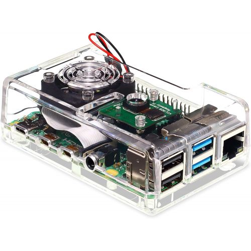  [아마존베스트]Vilros Raspberry Pi 4 Compatible Clear Transparent Case with Built in Fan