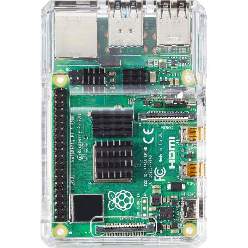  [아마존베스트]Vilros Clear Transparent Slim Compact Case for Raspberry Pi 4-Includes Sealed and Open Cover Options