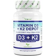 [아마존 핫딜] [아마존핫딜]Vit4ever Vitamin D3 10.000 I.E + Vitamin K2 200 mcg Menaquinon MK7 Depot - 180 Tabletten - 99% All-Trans - Laborgeprueft - Alle 10 Tage eine Tablette - Vegetarisch - Premium Qualit