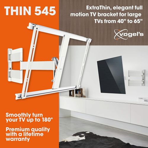  Vogels 8394451 TV Wall Mount 180°, Swivel and Tilt Full Motion - Thin Series, Thin 445W 26 to 55 inch Full Motion, White