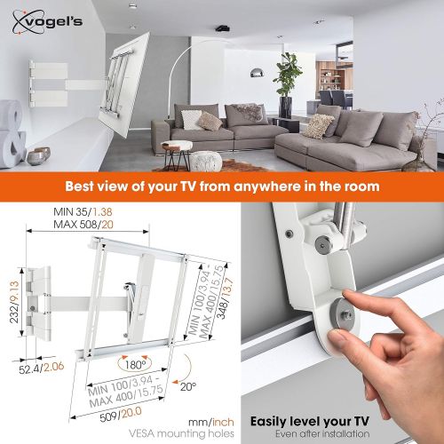  Vogels 8394451 TV Wall Mount 180°, Swivel and Tilt Full Motion - Thin Series, Thin 445W 26 to 55 inch Full Motion, White