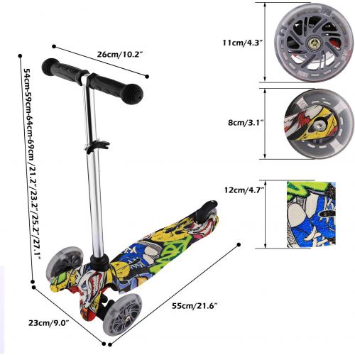  WeSkate Scooter Toddlers LED Wheels Lightweight- Mini Micro Scooters 3 Wheeler Adjustable Scooters Little Kids Age 3-6