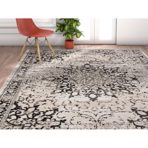  Visit the Well Woven Store Well Woven Amba Sultana Traditional Distressed Oriental Grey Area Rug 53 x 73