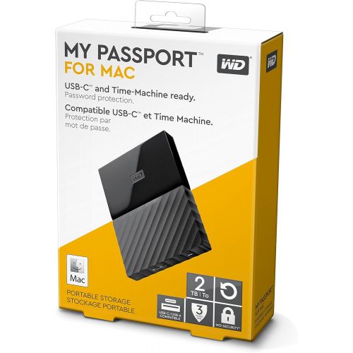  [아마존베스트]Western Digital WD 2TB My Passport for Mac Portable External Hard Drive, USB-C/USB-A - WDBLPG0020BBK-WESE