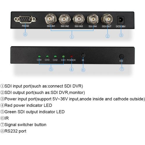  Wiistar 4x1 3Gbs SDI Switcher with ReClock Technology, supports SD-SDI, HD-SDI and 3G-SDI up to 1320 Ft (4 inputs and 1 output)