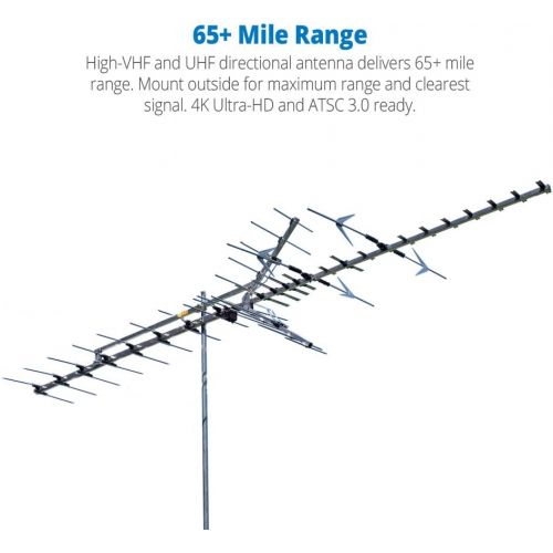  Winegard HD7698P Platinum Series Long Range Outdoor TV Antenna (Digital, 4K Ultra-HD Ready, ATSC 3.0 Ready, High-VHF, UHF) - 65+ Mile Long Range HD Antenna