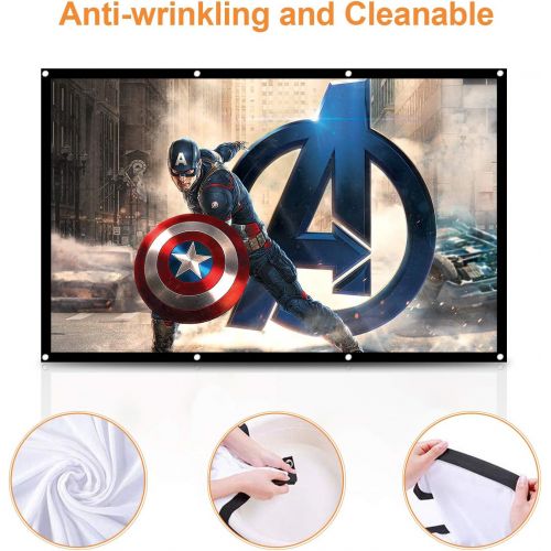  Wsky Projector Screen, 120 inch HD Foldable Portable Outdoor Projection Screen Anti-Crease 16:9 Video Projector Best Home Theater Movie Party Class