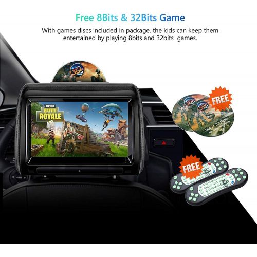  [아마존베스트]XTRONS 2 x 9 Inch Pair Car Headrest DVD Player HD Digital Adjustable Touch Screen 1080P Video Auto Games HDMI Version Black IR Headphones