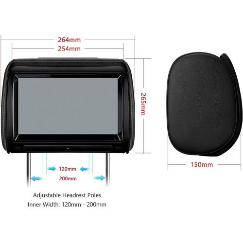  [아마존베스트]XTRONS 2 x 9 Inch Pair Car Headrest DVD Player HD Digital Adjustable Touch Screen 1080P Video Auto Games HDMI Version Black IR Headphones