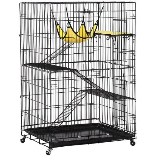  Visit the YAHEETECH Store YAHEETECH Collapsible Large 4-Tier Metal Pet Cat Kitten Cage Playpen Crate Enclosure Kennel Cat Home on Wheels Indoor Outdoor 3 Ramp Ladders 1 Hammock Black