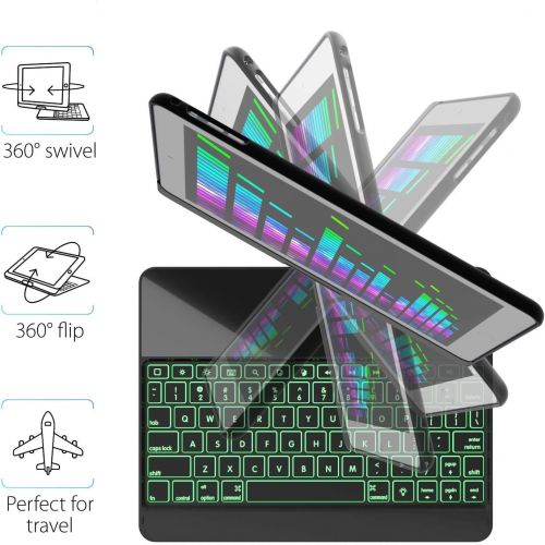  [아마존베스트]YEKBEE iPad Keyboard Case for iPad 2018 (6th Gen) - iPad 2017 (5th Gen) - iPad Pro 9.7 - iPad Air 2 & 1 - Thin & Light - 360 Rotatable - Wireless/BT - Backlit 7 Color - iPad Case with Key