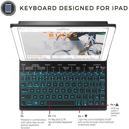  [아마존베스트]YEKBEE iPad Keyboard Case for New 2018 iPad, 2017 iPad, iPad Pro 9.7, iPad Air 1 and 2 - BT Backlit Detachable Quiet Keyboard - Slim Leather Folio Cover - 7 Color Backlight - Apple