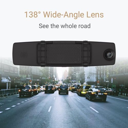  [아마존베스트]YI Mirror Dash Cam, Dual Dashboard Camera Recorder with Touch Screen, Mobile APP, Front Rear View HD Camera, G Sensor, Reverse Monitor, Loop Recording