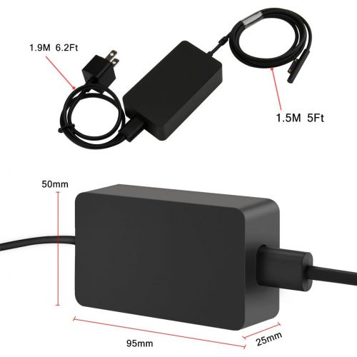  [아마존베스트]YIPBOWPT Surface Pro Surface Laptop Charger, 44W 15V 2.58A UL Listed Power Supply Compatible Microsoft Surface Pro 6 Pro 5 Pro 4 Surface Laptop 2 & Surface Go with 5V 1A USB Charging Port